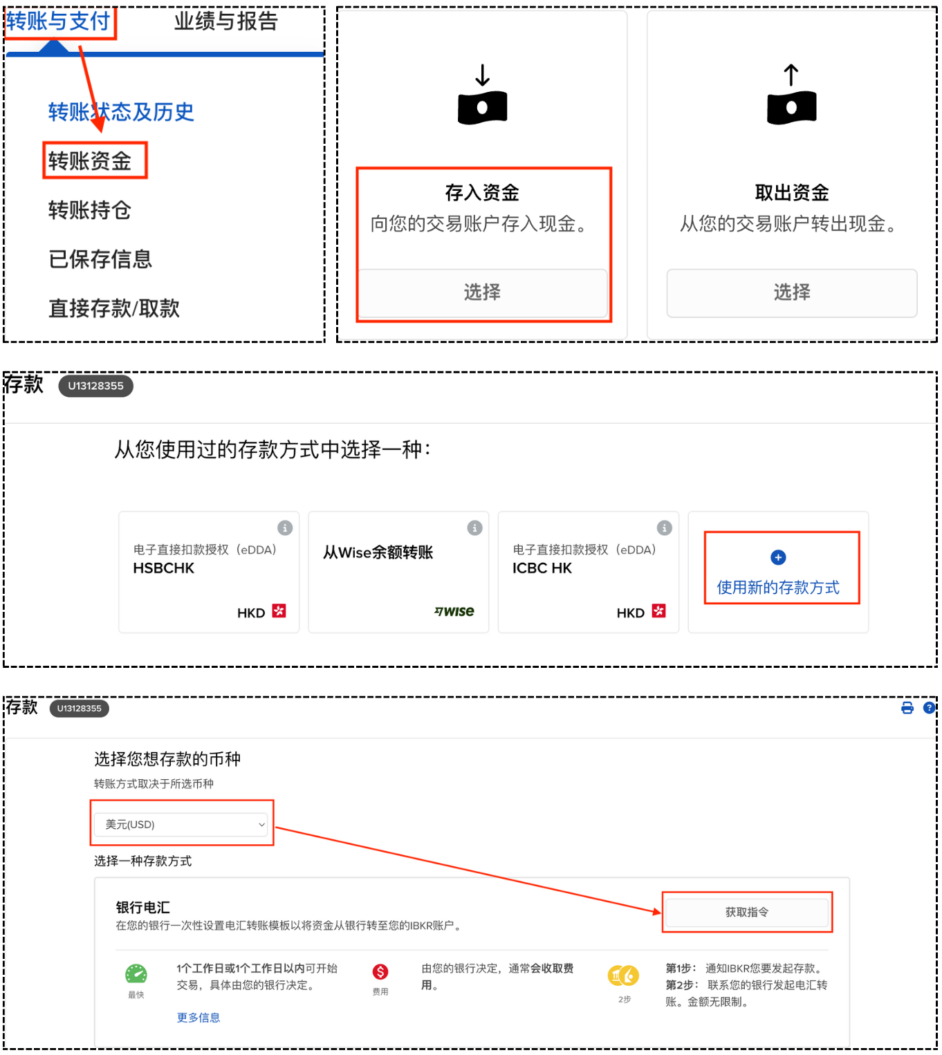 IBKR-新增存款方式